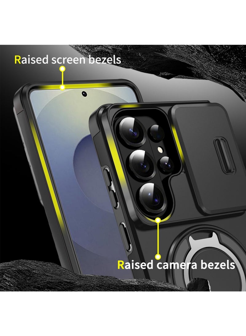 X-level Samsung Galaxy S26 Ultra Case Cover,Heavy Duty Shockproof Protection Case Cover with Finger Ring Phone Holder and Camera Lens Protector Slide Window, Phone Protect Case Cover for Samsung Galaxy S26 Ultra Black - Image 2